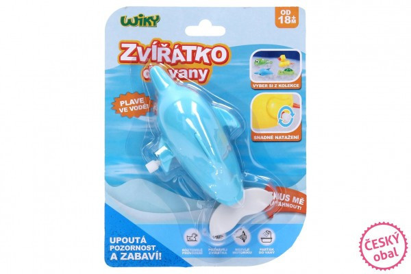 Delfín naťahovací do vane plast 14 cm na karte