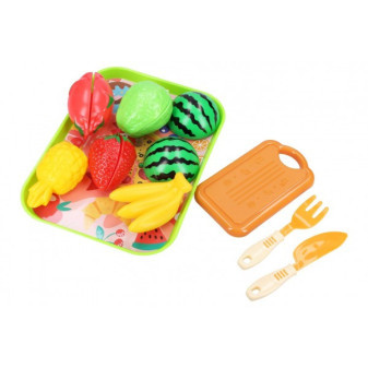 Ovocie krájacie s táckou plast 23x17cm s doplnkami v sáčku