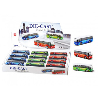 Autobus kov/plast 9cm na voľný chod 3 druhy