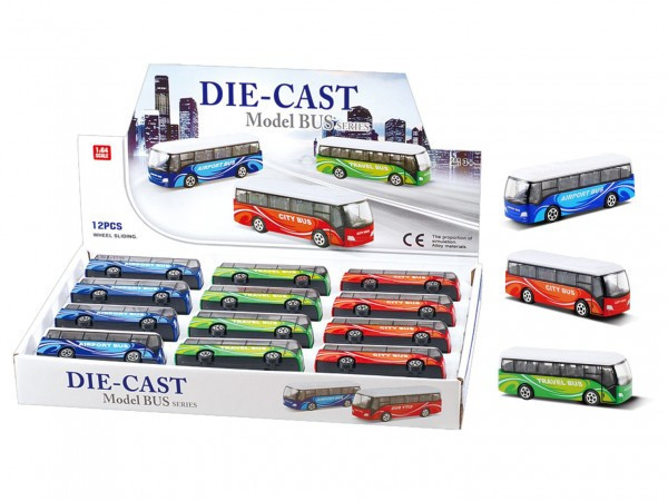 Autobus kov/plast 9cm na voľný chod 3 druhy