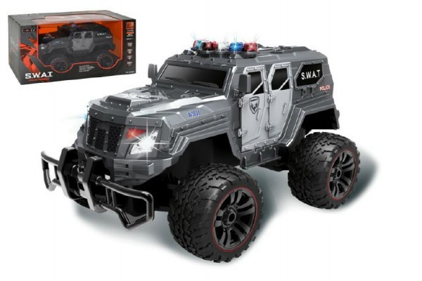 Auto RC polícia SWAT plast 38cm batériový pack so svetlom v krabici 52x27x25cm