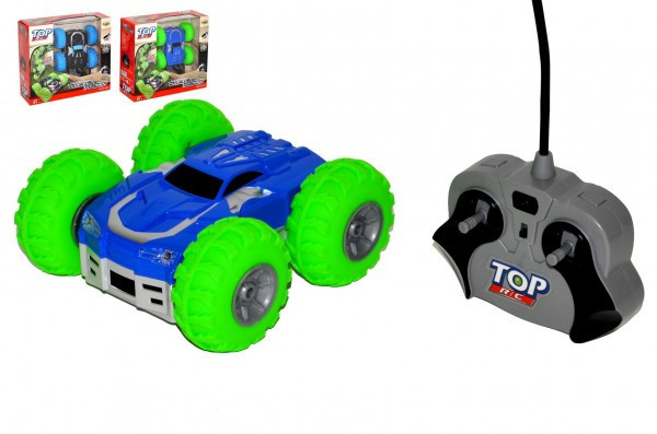 Auto RC Tornádo kaskadérske otáčací plast 15cm 24MHz so svetlom na bat. 2 farby v krabici 28x26x