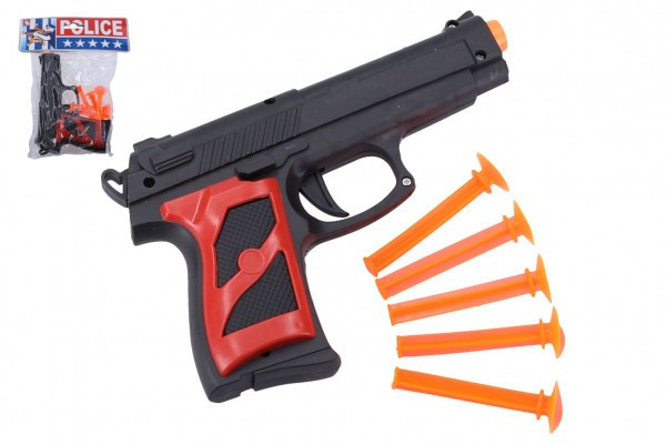 Pištoľ + prísavky 5ks plast 16cm v sáčku