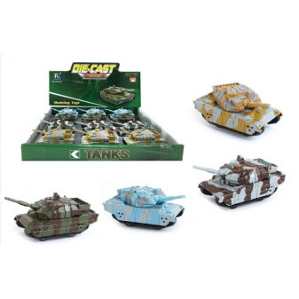 Tank kov/plast 8,5cm na spätné natiahnutie 4 farby