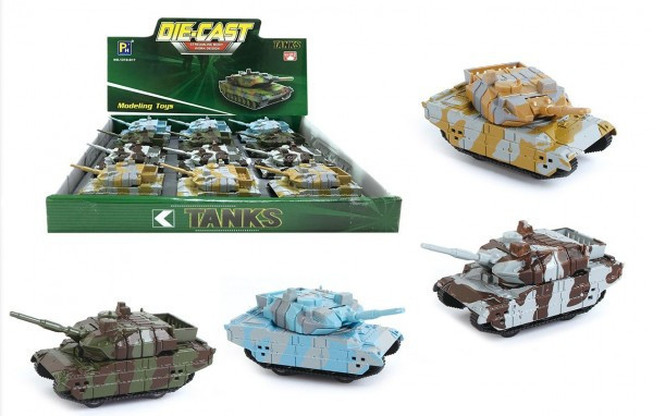 Tank kov/plast 8,5cm na spätné natiahnutie 4 farby