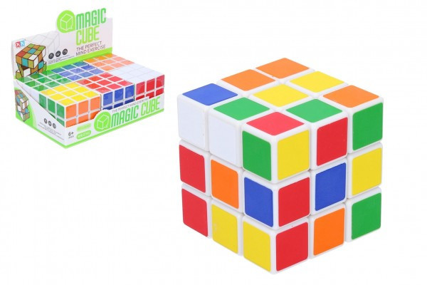 Kostka hlavolam 3x3x3 plast ve fólii 6x6x6cm 6ks v boxu