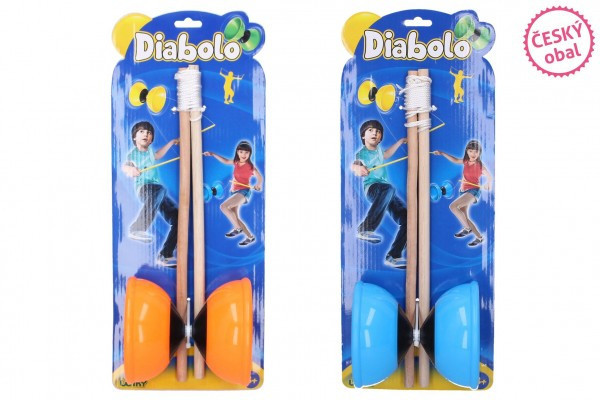 Diabolo veľké sada plast/drevo 12x13x35cm 4 farby na karte