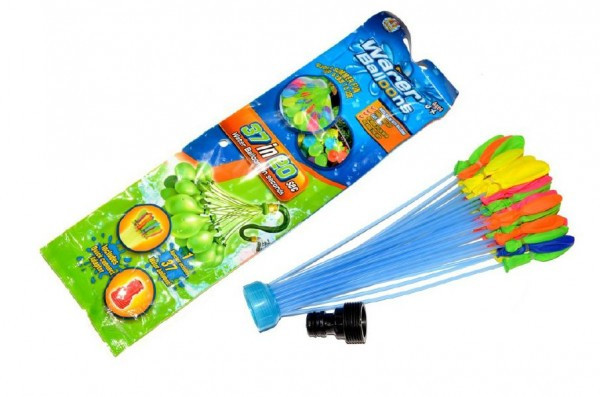 Vodné bomby sada pre vodnú bitku 37ks s nástavcom na kohútik 10x30cm v sáčku