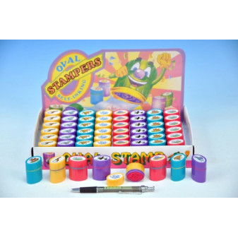 Pečiatky oválne zvieratá safari 3x4cm asst 8 druhov 48ks v boxe