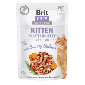 Kapsička Brit Care Cat Kitten. Fillets in Jelly with Savory Salmon 85 g