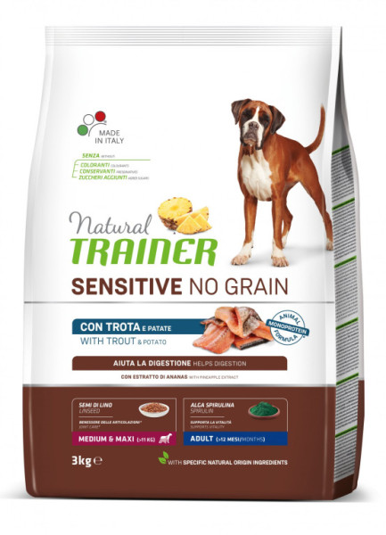 Trainer Natural Sensitive pes NO GRAIN M/M pstruh 3kg