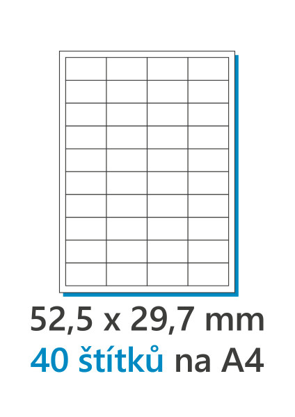 Etiketa 52,5x29,7mm/100ks, A4 biela, Labels 1/40