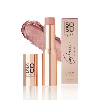 SOSU Cosmetics Glow on the go Tvárenka v tyčinke s trblietkami Pink, 7g