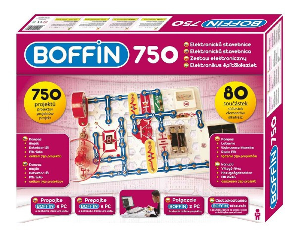 Stavebnica Boffin 750 elektronická 750 projektov na batérie 52x40x8cm