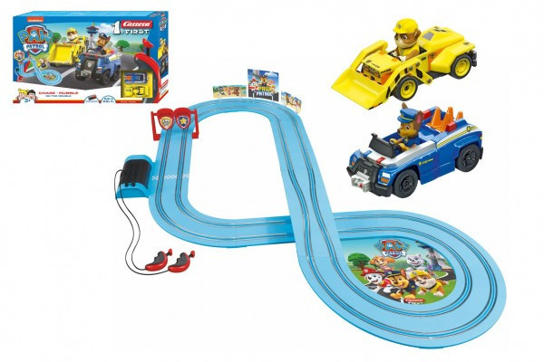 Autodráha Carrera First Paw Patrol/Tlapková Patrola 2,9 m plast +2 autá na bat. v krabici 50x30x7
