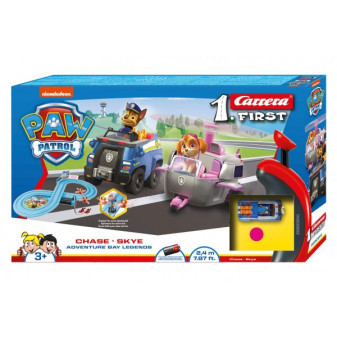 Autodráha Carrera First Paw Patrol/Tlapková Patrola 2,4 m plast +2 autá na bat. v krabici 50x30x7