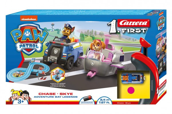 Autodráha Carrera First Paw Patrol/Tlapková Patrola 2,4 m plast +2 autá na bat. v krabici 50x30x7