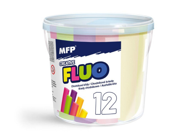 Kriedy M chodníkové fluo okrúhle 12 ks mix farieb - kýblik
