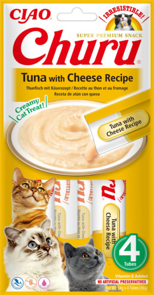 Churu cat mäsové pyré - tuniak, syr 56g