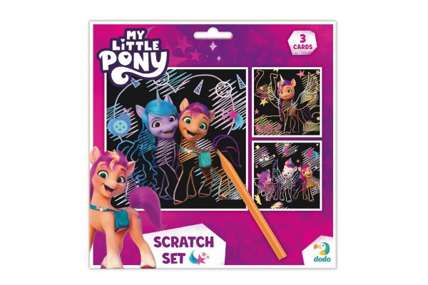 Škrabací obrázok 3ks farebný My little Pony 20x20cm na karte