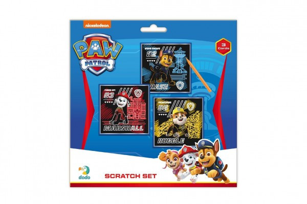 Škrabací obrázok 3ks farebný Tlapková patrola/Paw Patrol 20x20cm na karte