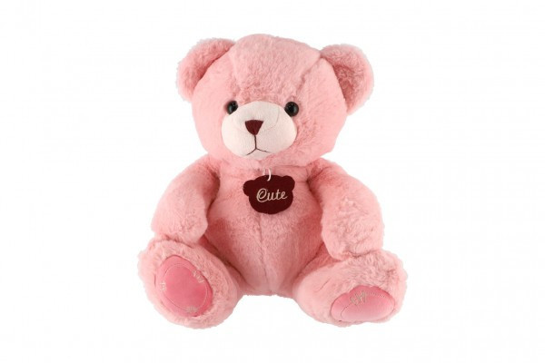 Medveď sediaci plyš 40cm ružový v sáčku 0+