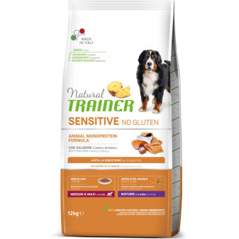 Trainer Natur Sensitive No glutén Maturity Medium/Maxi losos 12kg