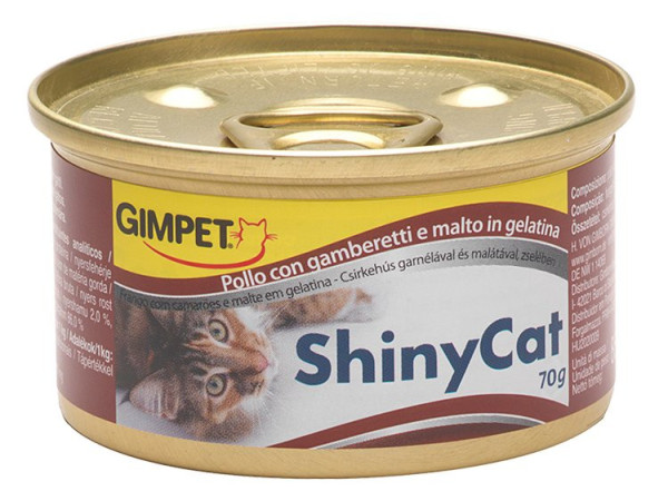 Konzerva SHINY CAT kura+kreveta+maltóza 70g
