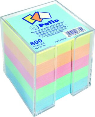 Kocka nelepená farebná v plastovom zásobníku, 8x8, 800 listov
