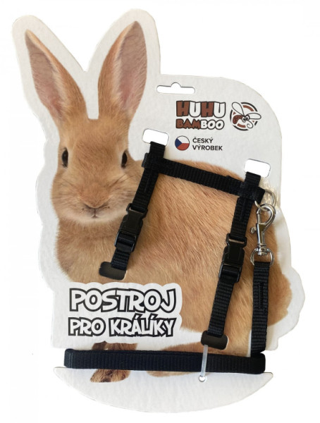 HUHUBAMBOO set postroj + vodítko KRÁLIK, čierny