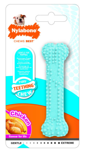 Nylabone hračka Puppy kosť príchuť kurča modrá XS