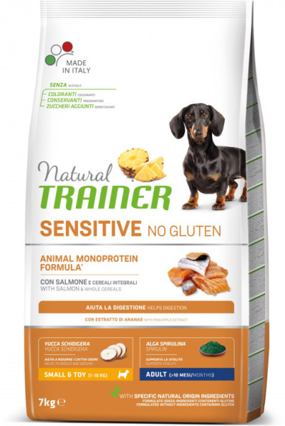 Natural Sensitive Trainer No glutén Adult Mini losos 7kg