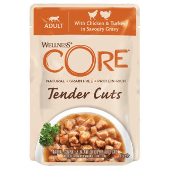 Kapsička Wellness Core Cat Tender kura a morka v omáčke 85g