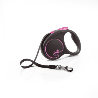Flexi New Black Design S páska 5m/15 kg ružovo