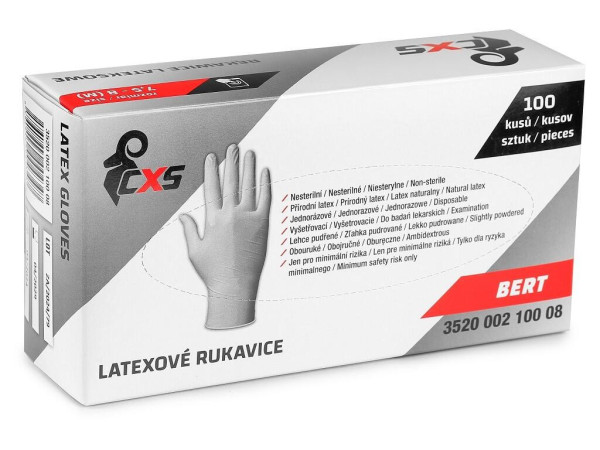 Rukavice CXS BERT, jednorazové, latexové, vel. 07
