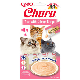 Churu cat mäsové pyré - tuniak, losos 56g