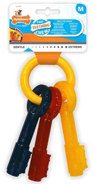 Nylabone hračka Puppy kľúče príchuť slanina M
