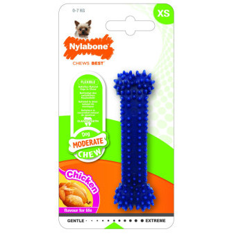 Nylabone hračka Moderate kosť príchuť kurča modrá XS