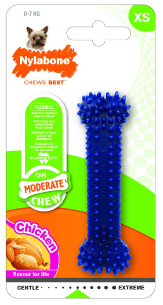 Nylabone hračka Moderate kosť príchuť kurča modrá XS