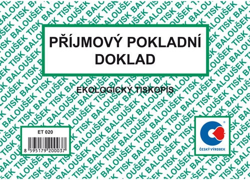 BA ET 020 Príjmový pokladničný doklad A6 50 listov