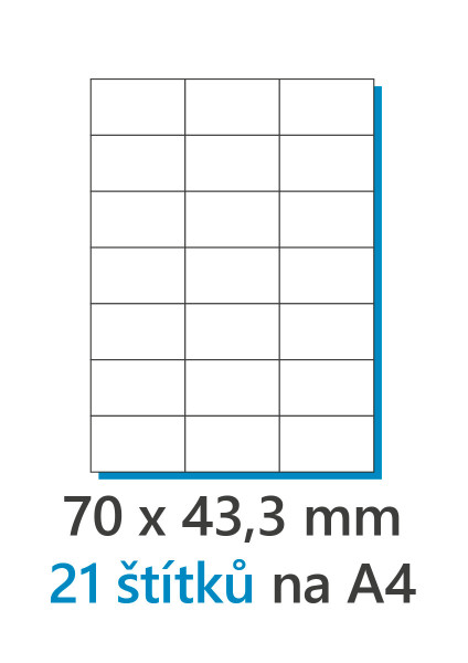 Etiketa 70x42,3mm/100ks, A4 bílá, Labels 1/21