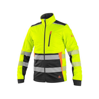 Bunda CXS BENSON, výstražná, softshell, pánska, žlto-čierna