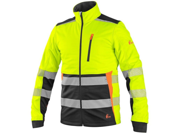 Bunda CXS BENSON, výstražná, softshell, pánska, žlto-čierna, veľ. M