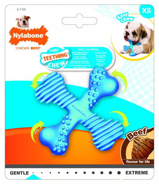 Nylabone hračka Puppy kosť X príchuť hovädzie S