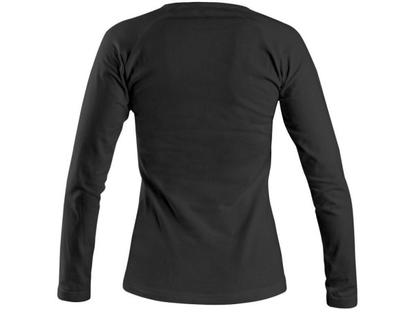 Tričko CXS MARY, dámske, výstrih do V, dlhý rukáv, čierna, vel. 2XL