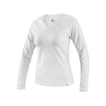 Tričko CXS MARY, dámske, výstrih do V, dlhý rukáv, biela, vel. 2XL
