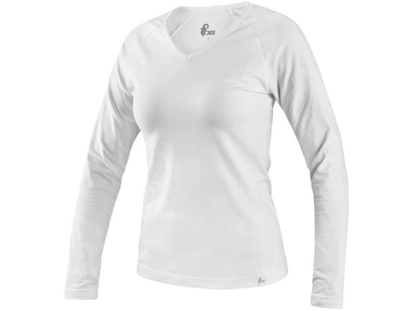 Tričko CXS MARY, dámske, výstrih do V, dlhý rukáv, biela, vel. 2XL