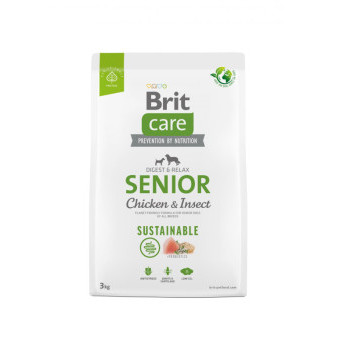 Brit Care Dog Sustainable Senior - kuracie a insecty, 3kg
