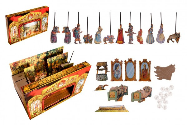 Divadlo Stilet rozprávkové bábkové papierové 11ks postavičiek v krabici 52x32x6cm