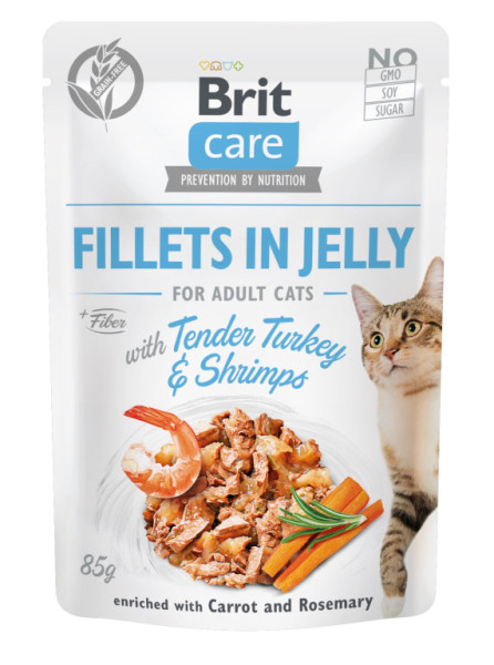Kapsička Brit Care Cat Filety v Jelly with Tender Turkey & Shrimps 85 g